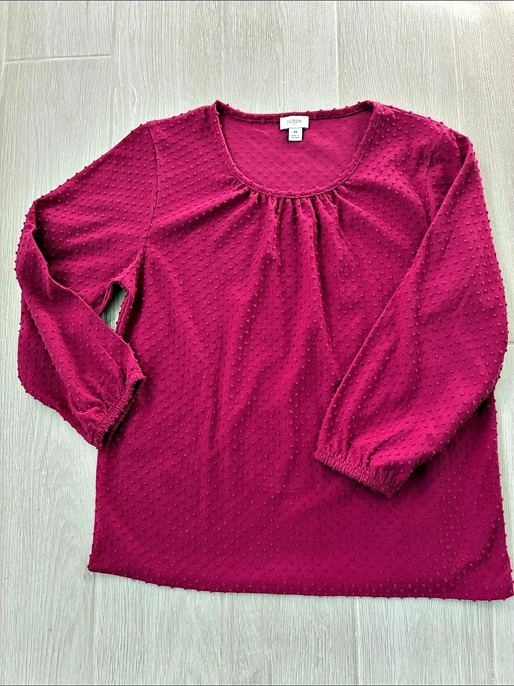 J.Crew Swiss Dot Long Sleeve Blouse in Pink Size Medium